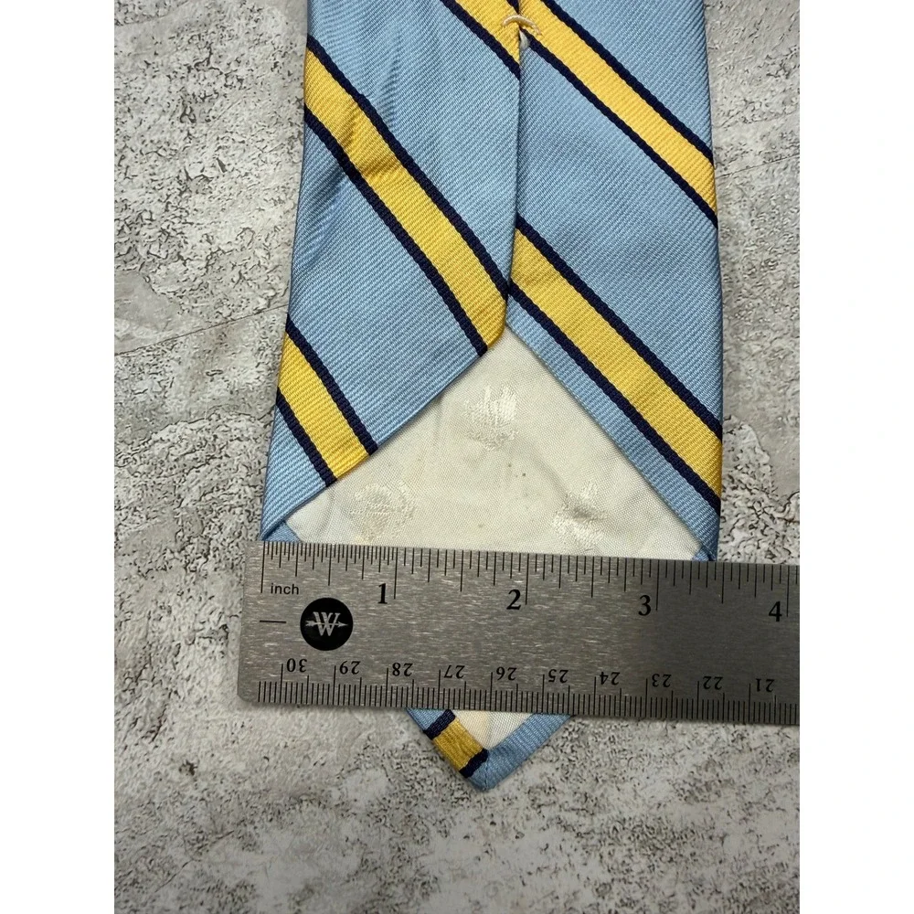 Brooks Brothers Silk Tie Mens OS Light Blue Yellow Striped Makers USA